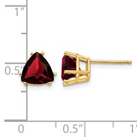 14K 7mm Trillion Garnet Post Earrings view 4