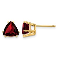 14K 7mm Trillion Garnet Post Earrings view 1