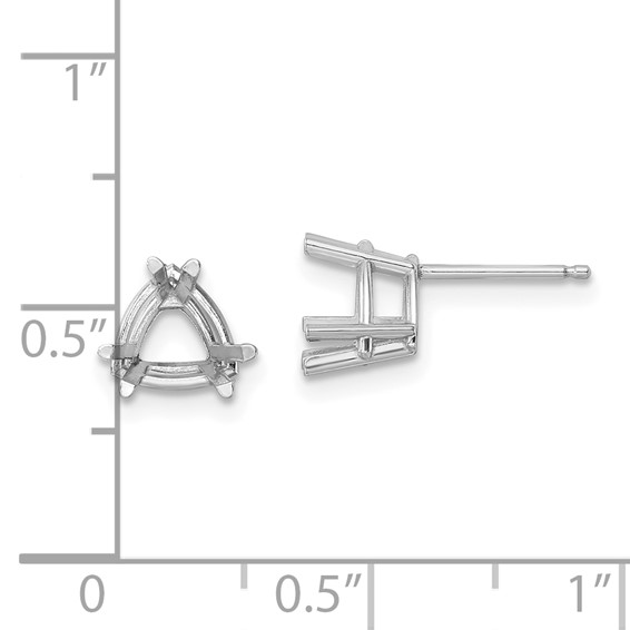14k White Gold 7mm Trillion Post Earring Mountings