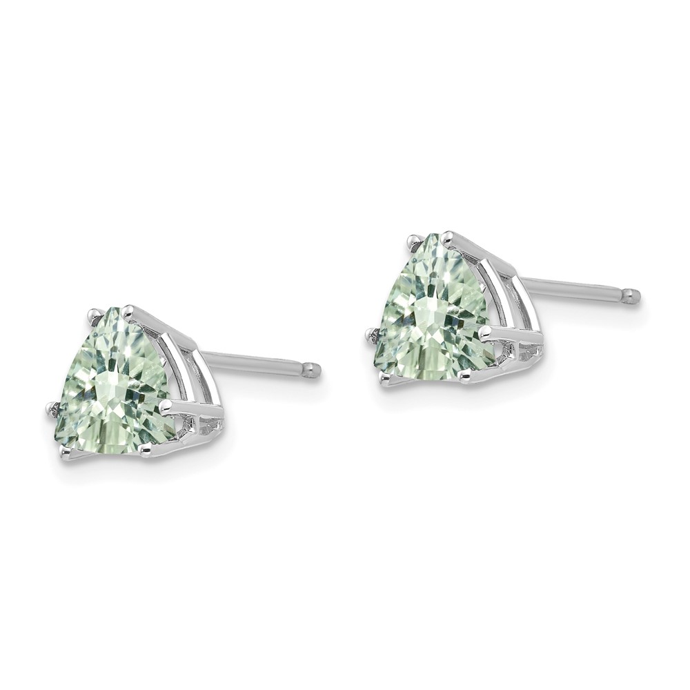 14kw 7mm Trillion Checker-Cut Green Quartz Earrings (XE95WCG)