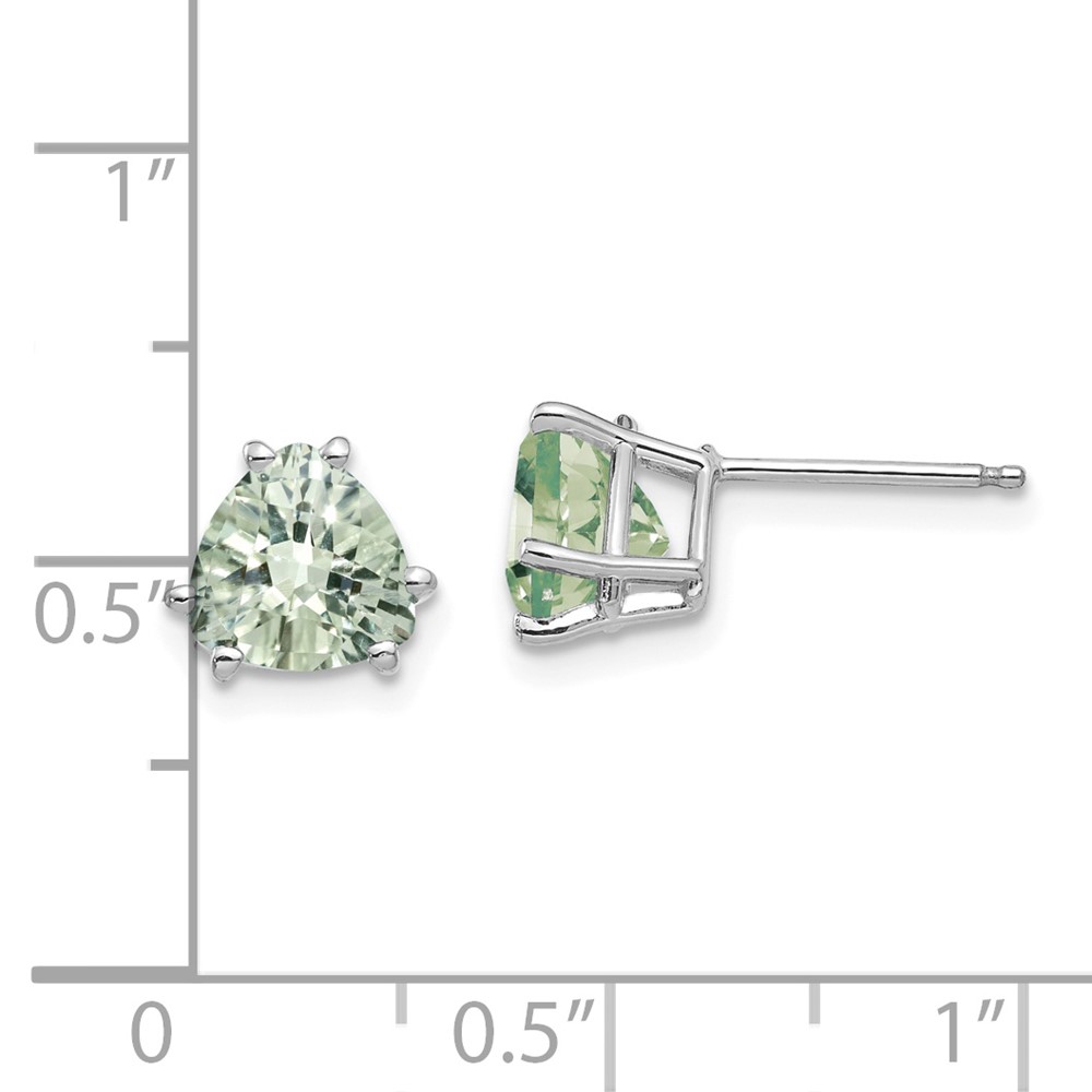 14kw 7mm Trillion Checker-Cut Green Quartz Earrings (XE95WCG)