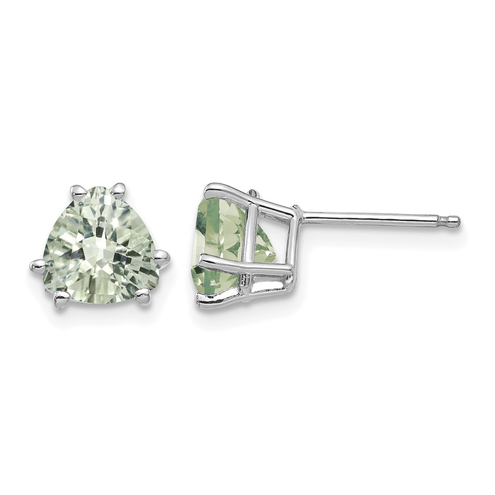 14kw 7mm Trillion Checker-Cut Green Quartz Earrings (XE95WCG)