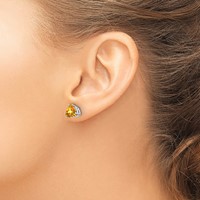 14K White Gold 7mm Trillion Citrine Stud Earrings view 3