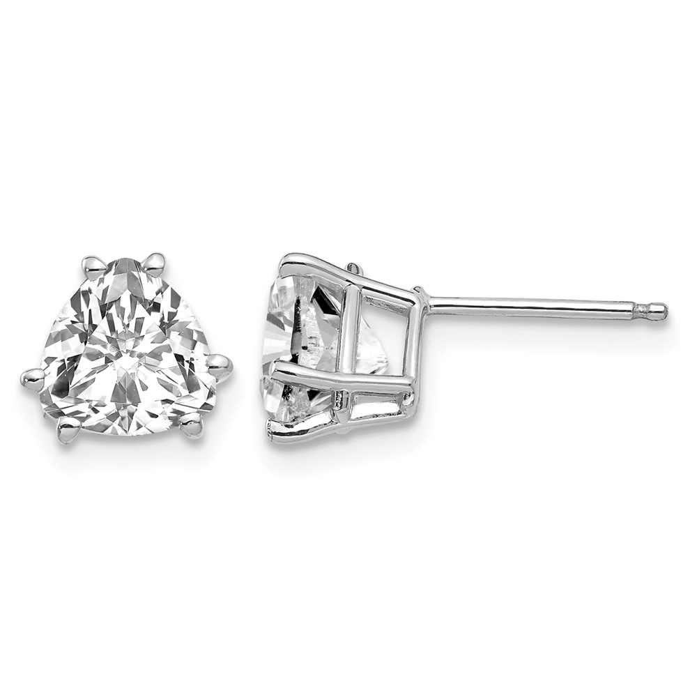 14K White Gold 7mm Trillion Cubic Zirconia Stud Earrings