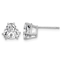 14K White Gold 7mm Trillion Cubic Zirconia Stud Earrings view 1