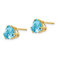 14K 8mm Trillion Blue Topaz Post Earrings view 2