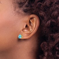 14K 8mm Trillion Blue Topaz Post Earrings view 3