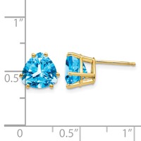 14K 8mm Trillion Blue Topaz Post Earrings view 4