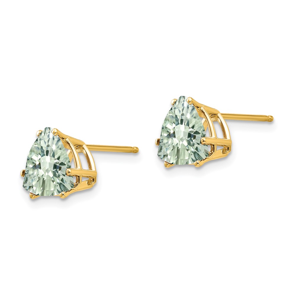 14k 8mm Trillion Checker-Cut Green Quartz Earrings (XE96CG)