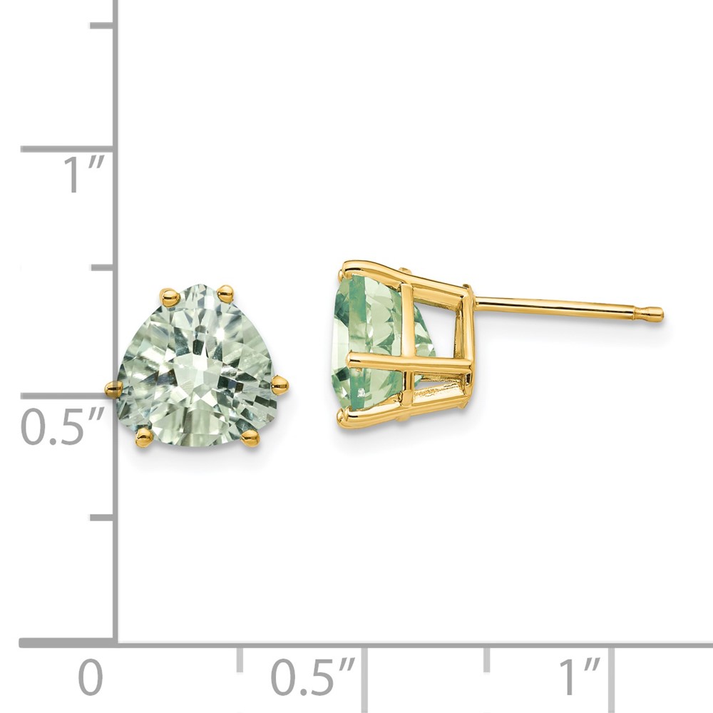 14k 8mm Trillion Checker-Cut Green Quartz Earrings (XE96CG)