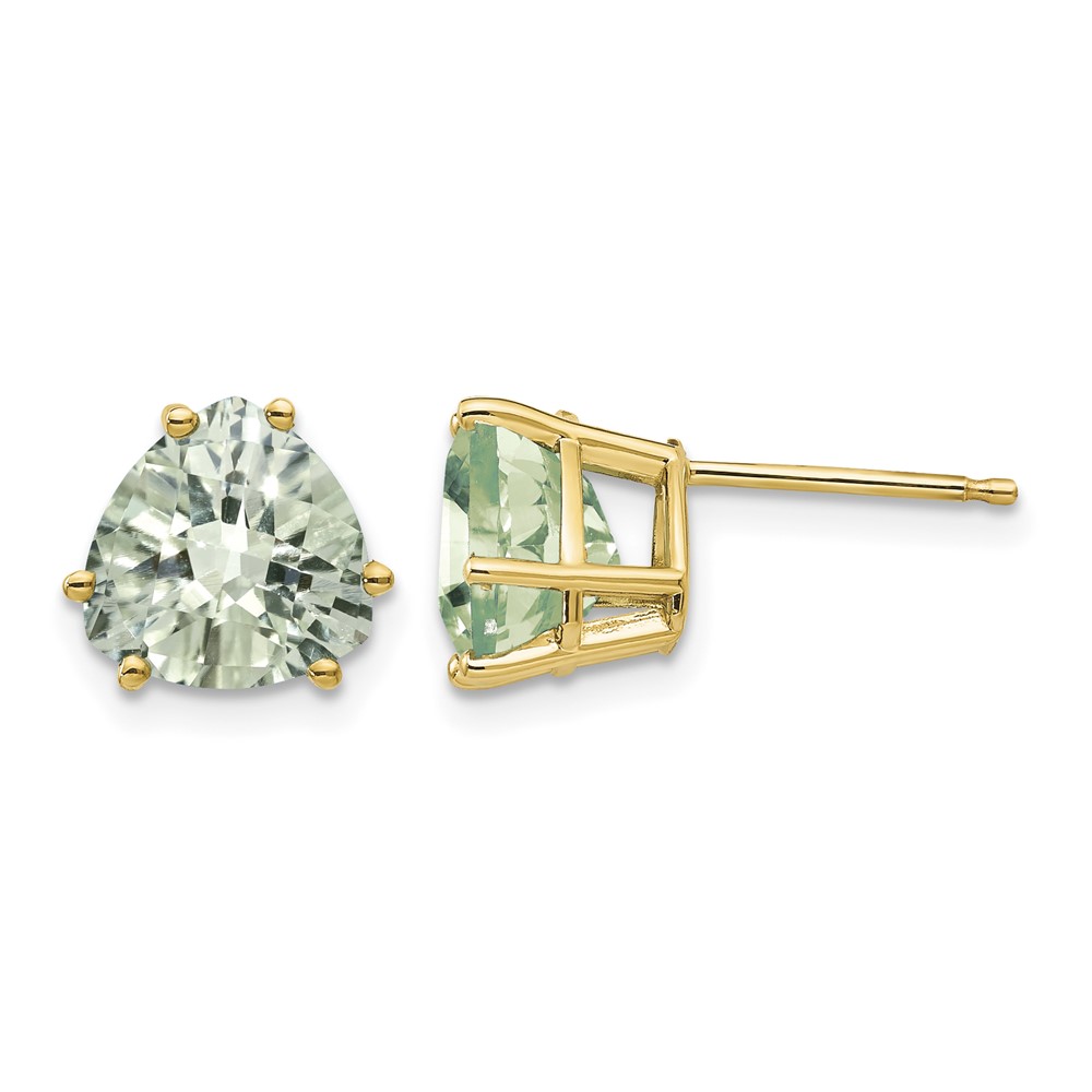 14k 8mm Trillion Checker-Cut Green Quartz Earrings (XE96CG)