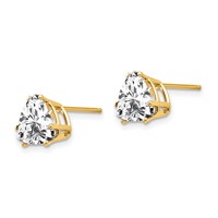 14K 8mm Yellow Gold Trillion Cubic Zirconia Post Earrings view 2