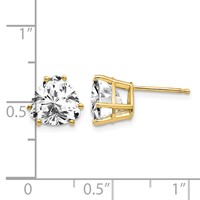 14K 8mm Yellow Gold Trillion Cubic Zirconia Post Earrings view 4
