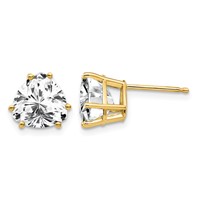 14K 8mm Yellow Gold Trillion Cubic Zirconia Post Earrings view 1