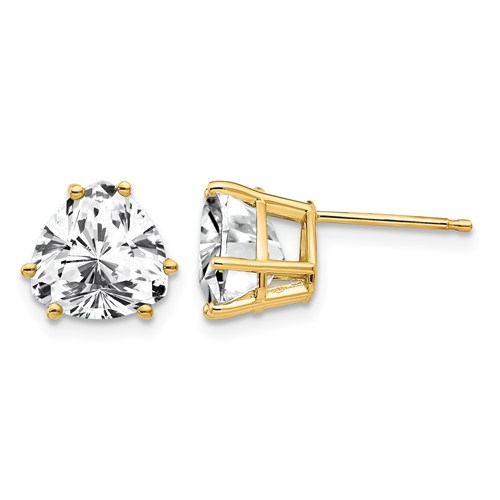 14K 8mm Yellow Gold Trillion Cubic Zirconia Post Earrings