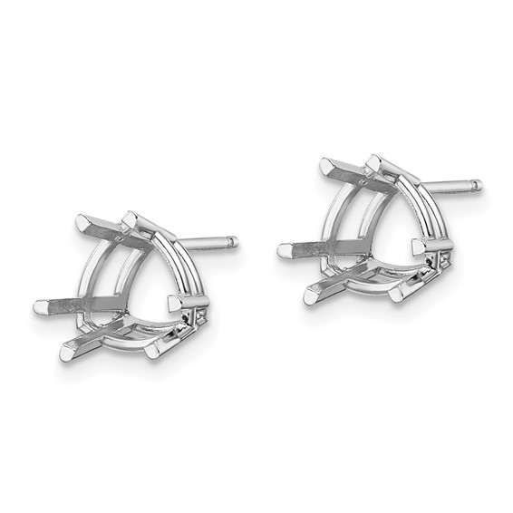 14k White Gold 8mm Trillion Post Earring Mountings