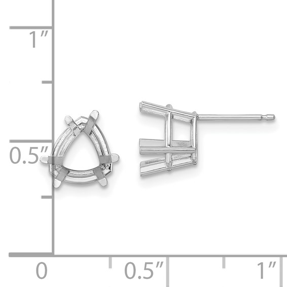 14k White Gold 8mm Trillion Post Earring Mountings