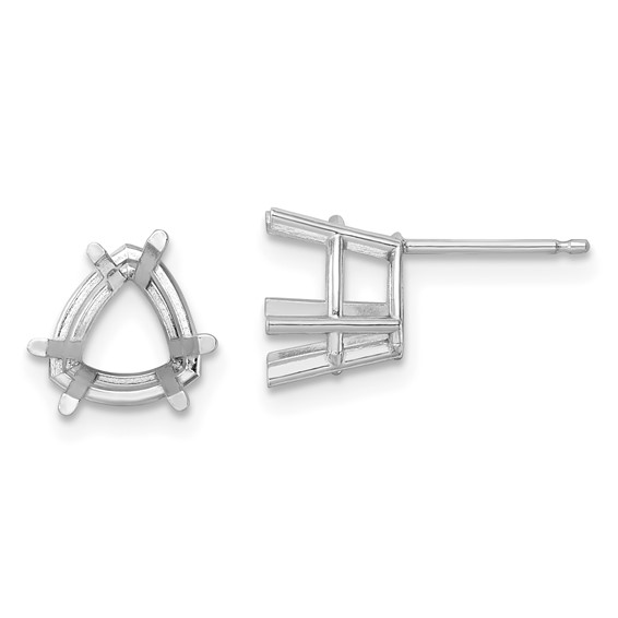 14k White Gold 8mm Trillion Post Earring Mountings