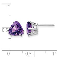 14K White Gold 8mm Trillion Amethyst Stud Earrings view 4