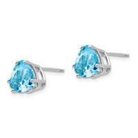 14K White Gold 8mm Trillion Blue Topaz Post Earrings view 2