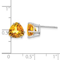14K White Gold 8mm Trillion Citrine Stud Earrings view 4