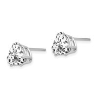 14K White Gold 8mm Trillion Cubic Zirconia Post Earrings view 2