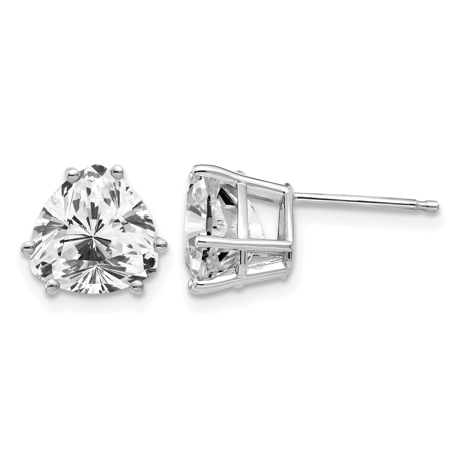 14k White Gold 8mm Trillion Cubic Zirconia Earrings (XE96WCZ)