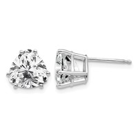 14K White Gold 8mm Trillion Cubic Zirconia Post Earrings view 1