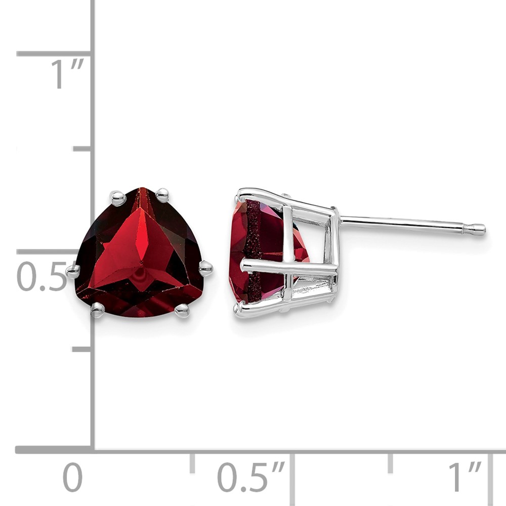 14k White Gold Garnet Trillion Stud Earrings (XE96WGA)