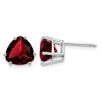 14K White Gold 8mm Trillion Garnet Post Earrings view 1