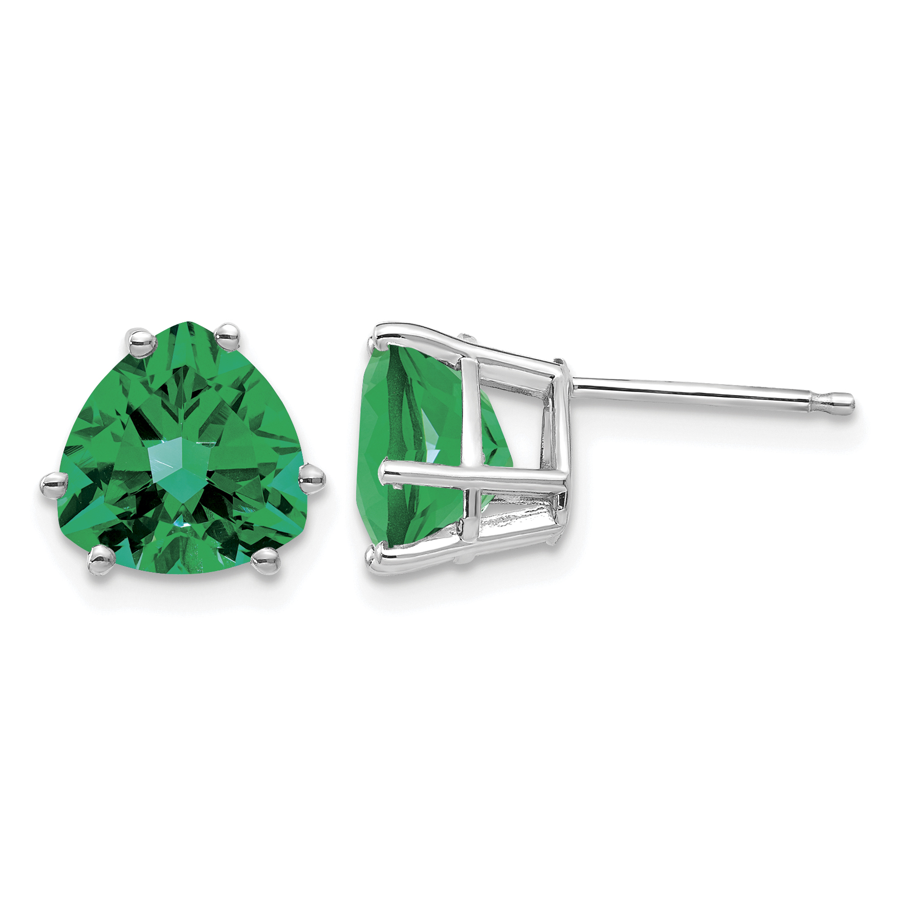 14k White Gold Mount St. Helens Trillion Stud Earrings (XE96WMS)
