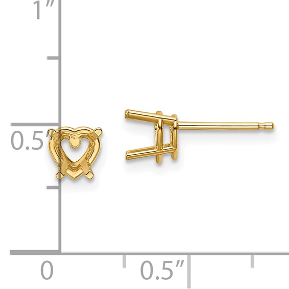 14k 5mm Heart Earring Mountings