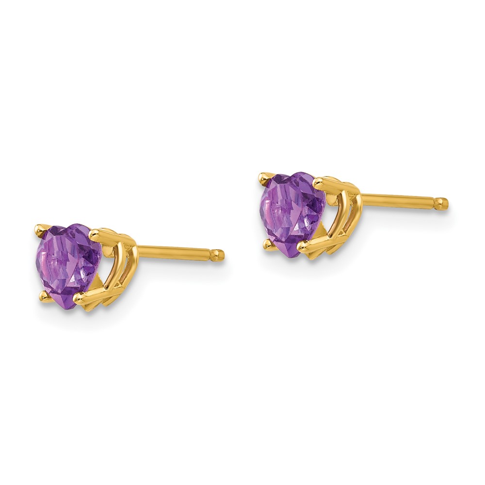 14k 5mm Heart Amethyst Earrings (XE97AM)