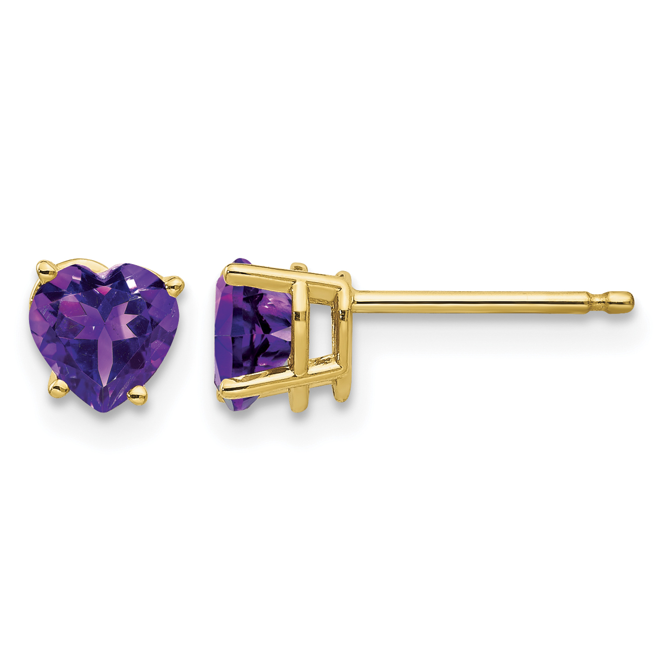 14k 5mm Heart Amethyst Earrings (XE97AM)