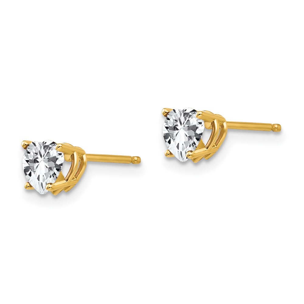 14k 5mm Heart Cubic Zirconia Earrings (XE97CZ)