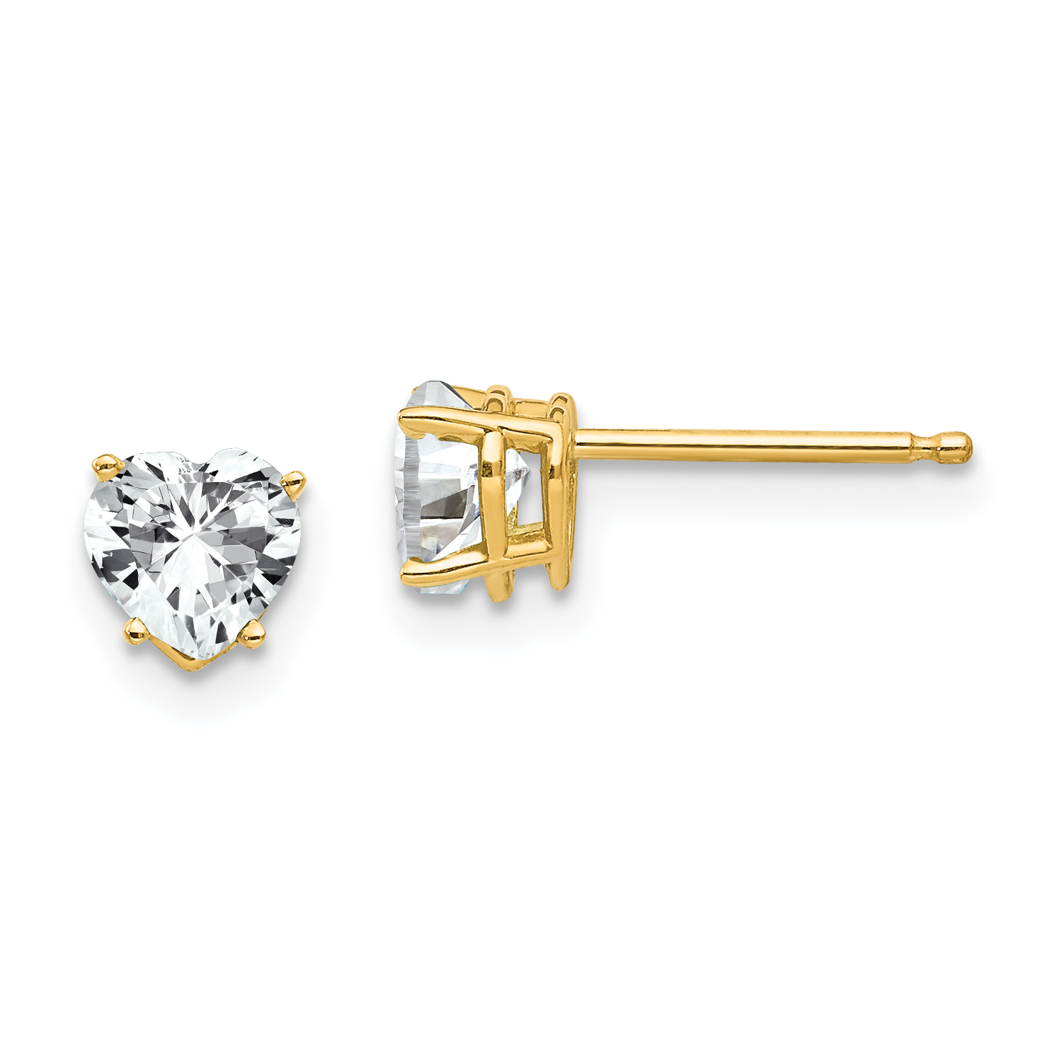 14k 5mm Heart Cubic Zirconia Earrings (XE97CZ)