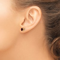 14K 5mm Heart Garnet Post Earrings view 3