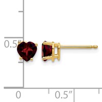 14K 5mm Heart Garnet Post Earrings view 4