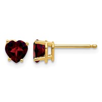 14K 5mm Heart Garnet Post Earrings view 1