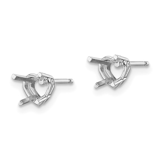 14k White Gold 5mm Heart Post Earring Mountings
