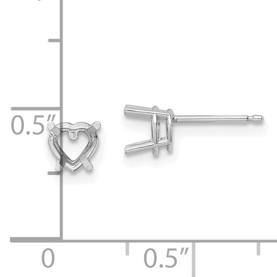 14k White Gold 5mm Heart Post Earring Mountings