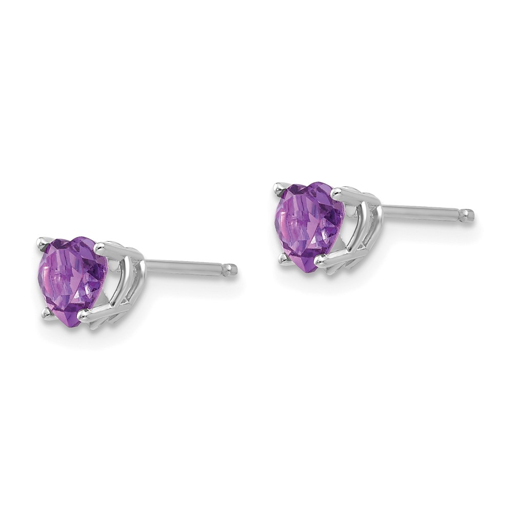14k White Gold 5mm Heart Amethyst Earrings (XE97WAM)