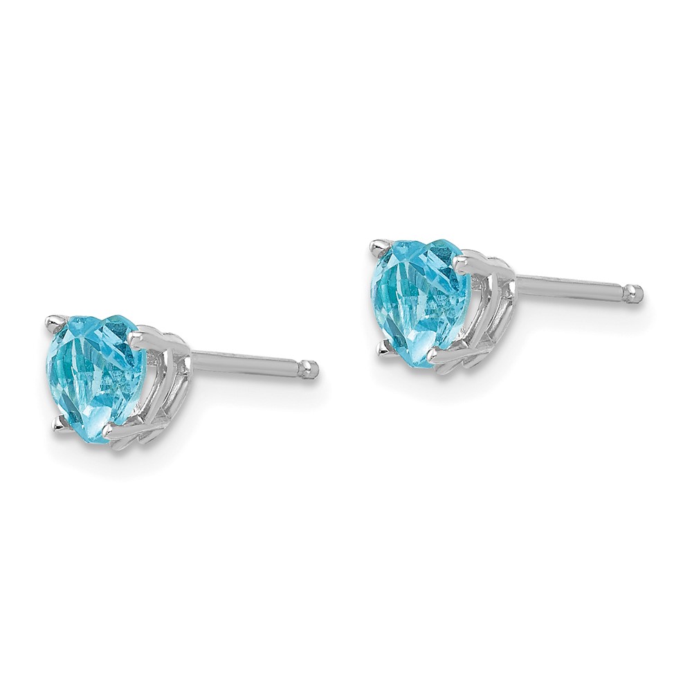 14k White Gold 5mm Heart Blue Topaz Earrings (XE97WBT)