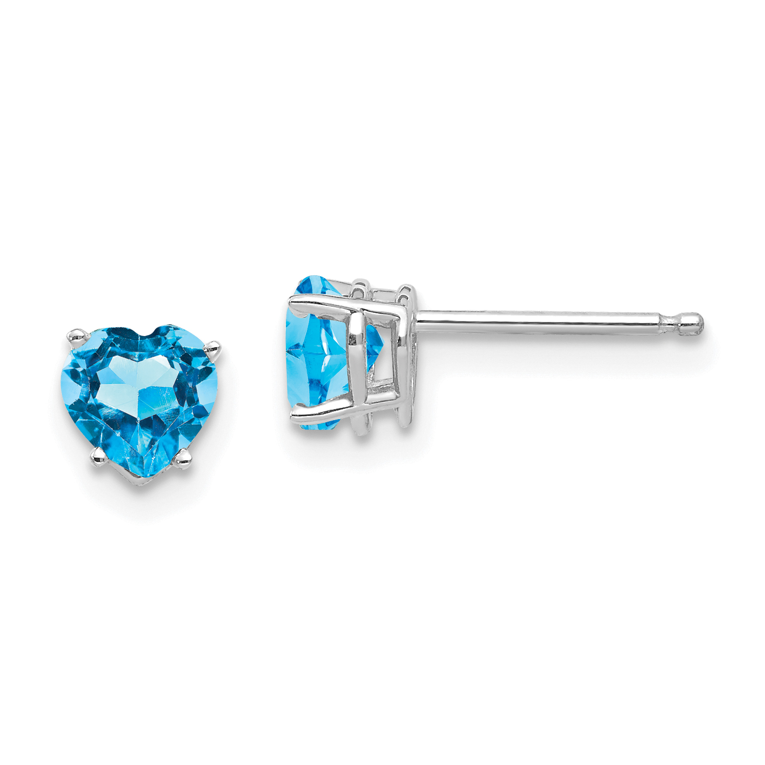 14k White Gold 5mm Heart Blue Topaz Earrings (XE97WBT)
