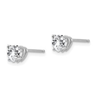 14K White Gold 5mm Heart Cubic Zirconia Post Earrings view 2