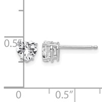 14K White Gold 5mm Heart Cubic Zirconia Post Earrings view 4