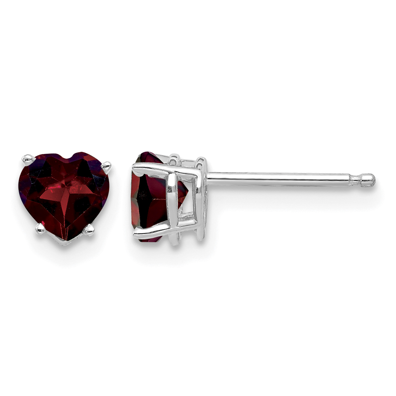 14k White Gold 5mm Heart Garnet Earrings (XE97WGA)
