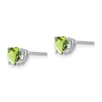 14K White Gold 5mm Heart Peridot Post Earrings view 2