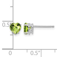 14K White Gold 5mm Heart Peridot Post Earrings view 4