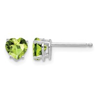 14K White Gold 5mm Heart Peridot Post Earrings view 1